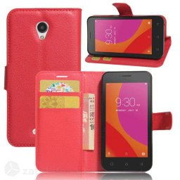 Кожен калъф тип портмоне за Lenovo A Plus - червен