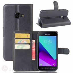 Кожен калъф тип портмоне за Samsung Galaxy Xcover 4 - черен