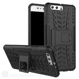 Двупластов калъф със стойка за Huawei P10 Plus - черен
