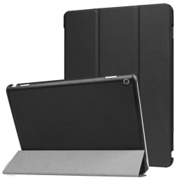 Кожен калъф със сгъващ се капак за Huawei MediaPad M3 Lite 10.1 инча - черен
