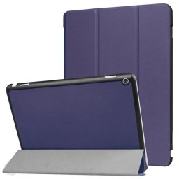 Кожен калъф със сгъващ се капак за Huawei MediaPad M3 Lite 10.1 инча - тъмно син