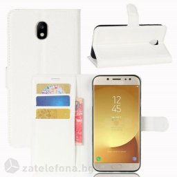 Кожен калъф тип портмоне за Samsung Galaxy J7 2017 - бял