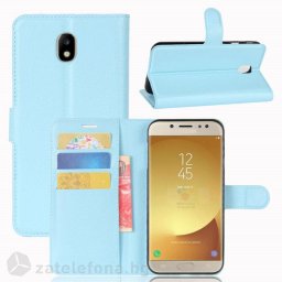Кожен калъф тип портмоне за Samsung Galaxy J7 2017 - светло син