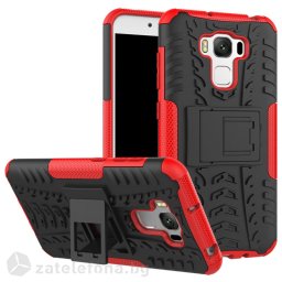 Двупластов калъф със стойка за Asus Zenfone 3 Max ZC553KL - червен