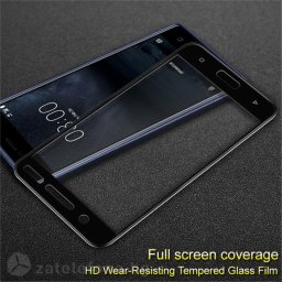 Удароустойчив стъклен протектор покриващ целия екран марка IMAK за Nokia 5 - цвят черен