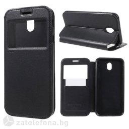 Калъф страничен флип марка Roar с прозорче за Samsung Galaxy J7 2017 - черен