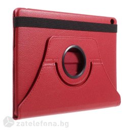 Кожен калъф за Huawei MediaPad M3 Lite 10.1 инча с въртяща поставка - червен
