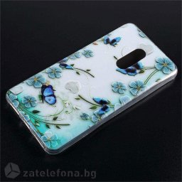 Гланциран силиконов калъф за Xiaomi Redmi Note 4 - сини пеперуди