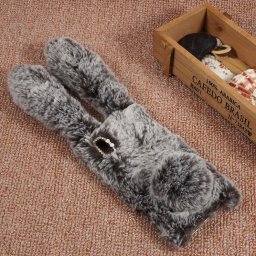 Пухкав силиконов калъф зайче за Sony Xperia XA1 - светло кафяв