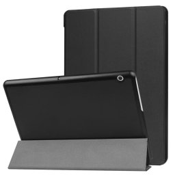 Кожен калъф със сгъващ се капак за Huawei MediaPad T3 10 инча - черен