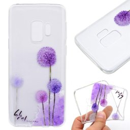 Полупрозрачен силиконов калъф за Samsung Galaxy S9 Plus - лилави цветя