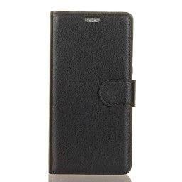 Кожен калъф тип портмоне за Huawei P Smart - черен
