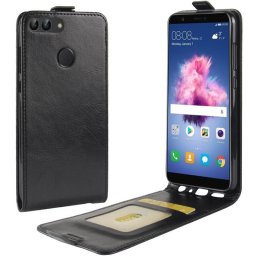 Кожен калъф flip за Huawei P Smart - черен