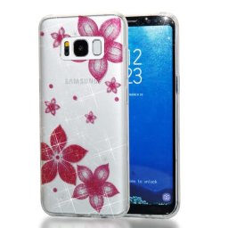 Гланциран силиконов калъф за Samsung Galaxy S8 - розови цветя