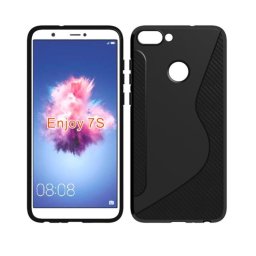 Силиконов калъф за Huawei P Smart със S-образен дизайн - черен