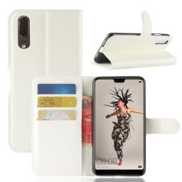 Кожен калъф тип портмоне за Huawei P20 - бял