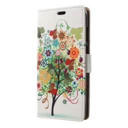 Кожен калъф тип портмоне за Huawei Y6 2018/Honor 7A - шарено дърво