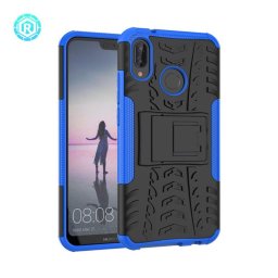 Двупластов гръб със стойка за Huawei P20 Lite - син