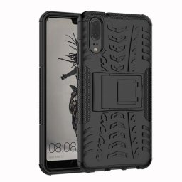 Двупластов гръб със стойка за Huawei P20 - черен