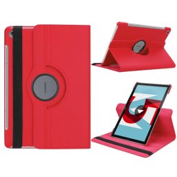 Кожен калъф за Huawei MediaPad M5 10 инча с въртяща поставка - червен