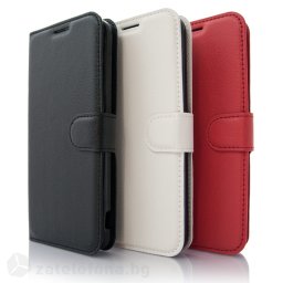 Кожен калъф тип портмоне за Alcatel 3