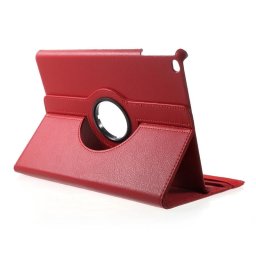 Кожен калъф за iPad 9.7 2018 / iPad 9.7 2017 с въртяща поставка - червен