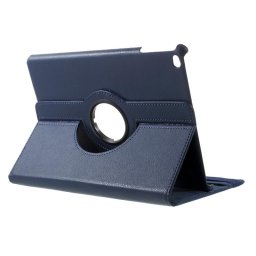 Кожен калъф за iPad 9.7 2018 / iPad 9.7 2017 с въртяща поставка - син
