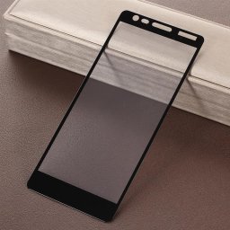 Удароустойчив стъклен протектор покриващ целия екран за Nokia 3.1 - цвят черен