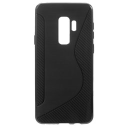 Силиконов гръб за Samsung Galaxy S9 Plus със S-образен дизайн - черен