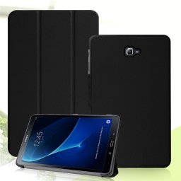Кожен калъф със сгъващ се капак за Samsung Galaxy Tab A 10.1 T580 - черен