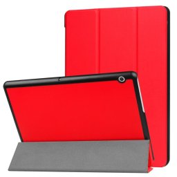 Кожен калъф със сгъващ се капак за Huawei MediaPad T3 10 инча - червен