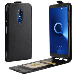 Кожен калъф flip за Alcatel 3 - черен