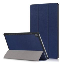 Кожен калъф със сгъващ се капак за Huawei MediaPad M5 10 инча - тъмно син