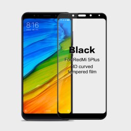 Извит 3D удароустойчив стъклен протектор покриващ целия екран марка IMAK за Xiaomi Redmi Note 5 - цвят черен