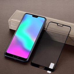 Удароустойчив стъклен протектор покриващ целия екран за Huawei Honor 10 - цвят черен