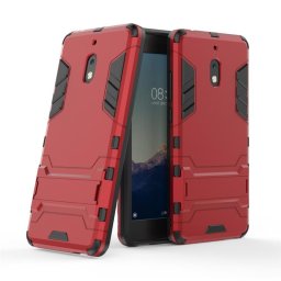Хибриден гръб със стойка за Nokia 2.1 - червен