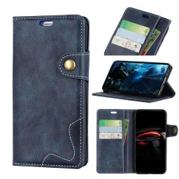 Кожен калъф тип портмоне с магнитна закопчалка за Nokia 8.1 - тъмно син
