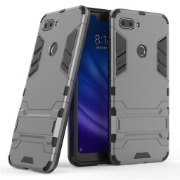 Хибриден гръб със стойка за Xiaomi Mi 8 Lite - тъмно сив