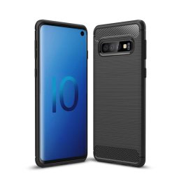 Релефен силиконов гръб за Samsung Galaxy S10 - черен