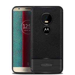 Релефен силиконов гръб за Motorola Moto E5 Play - черен
