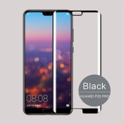 Извит 3D удароустойчив стъклен протектор покриващ целия екран марка IMAK за Huawei P20 Pro - цвят черен