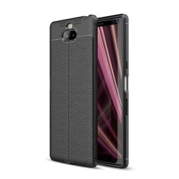 Релефен силиконов гръб за Sony Xperia 10 Plus - черен