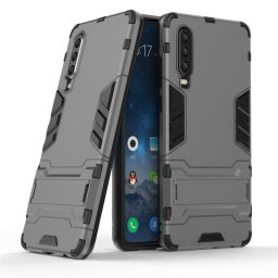 Хибриден гръб със стойка за Huawei P30 - сив