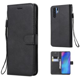 Кожен калъф тип портмоне за Huawei P30 Pro - черен