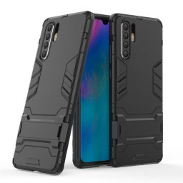 Хибриден гръб със стойка за Huawei P30 Pro - черен