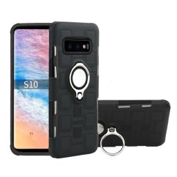 Хибриден силиконов гръб със стойка за Samsung Galaxy S10 - черен