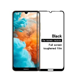 Извит 3D удароустойчив стъклен протектор покриващ целия екран марка MOFI за Huawei Y6 2019 - цвят черен