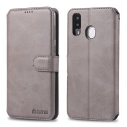 Кожен калъф страничен flip марка AZNS за Samsung Galaxy A40 – сив