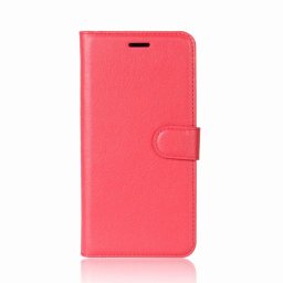 Кожен калъф тип портмоне за Huawei P30 Lite - червен