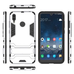 Хибриден гръб със стойка за Huawei Y7 2019 - бял